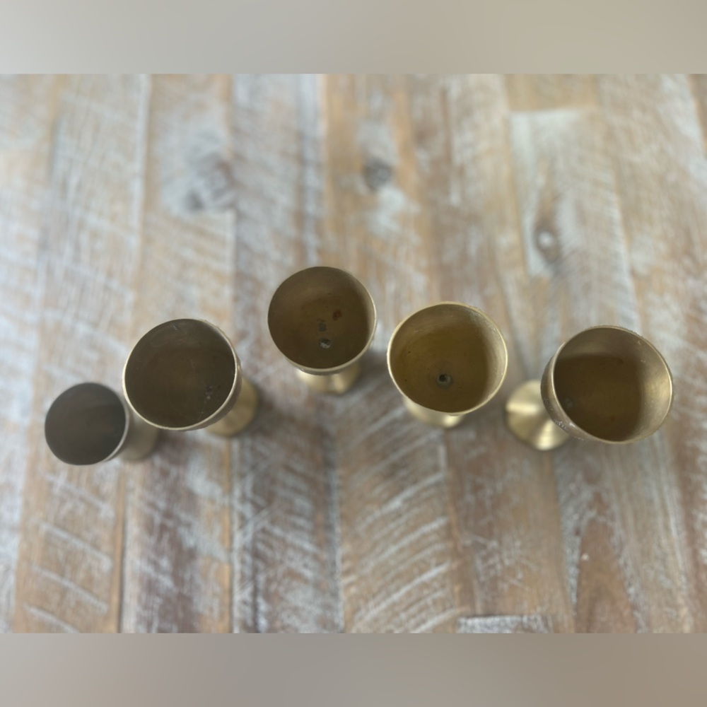 VINTAGE BRASS SHOT GLASSES SET OF 5 - Picture 2 of 6
